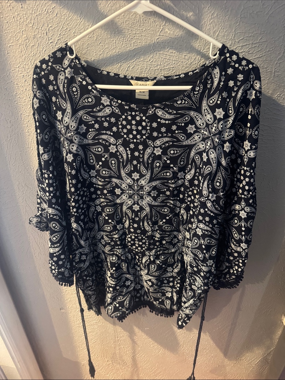 Ariat Navy & White Paisley Drawstring Tunic